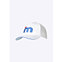 Mistral Cool Dry Schirmmütze – Weiße Mützen und Mützen blaues rotes Logo weiße Vorderseite