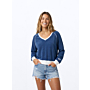Terry V Neck Sweater - Navy Blue