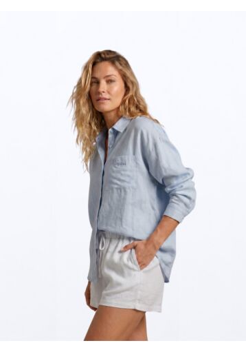 Melanie Linen Shirt - Blue Lagoon