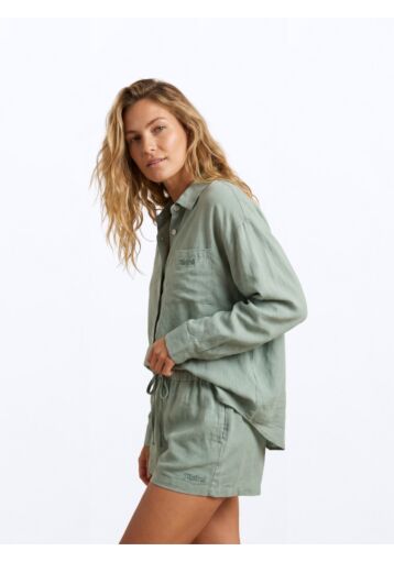 Melanie Linen Shirt - Sage Green