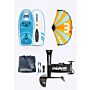 Mistral SKYWAVE 130L INFLATABLE BOARD + SULTAN MISTRAL / SAB 1747 HYDROFOIL + SPHINX 5M WING Foil set Wingfoil 130 liter 5 meter Blue white blue orange complete set overview