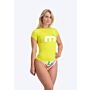 Mistral Short Sleeve Miami Lycra Woman - Yellow lycra's white green logo yellow front