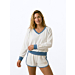 Terry V Neck Sweater - Crispy White