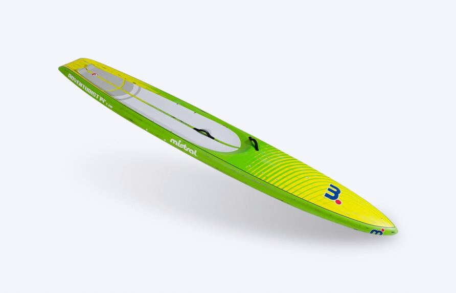 Mistral Adventurist 14'0 Hardboard - SUP Cruising / Touring SUP Hardboard Grün gelbe vorne und seitlich