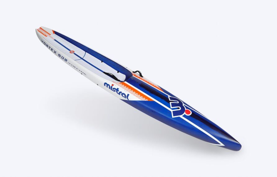 Mistral Vortex SD2 14' X 20,5" ultimate carbon - SUP race SUP Hardboard Blau rote vorne und seitlich