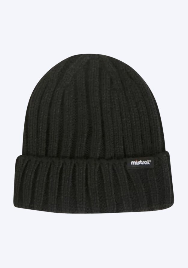 Mistral Coloured Beanies Various Colours - Black beanies & caps ribbed beanie black front