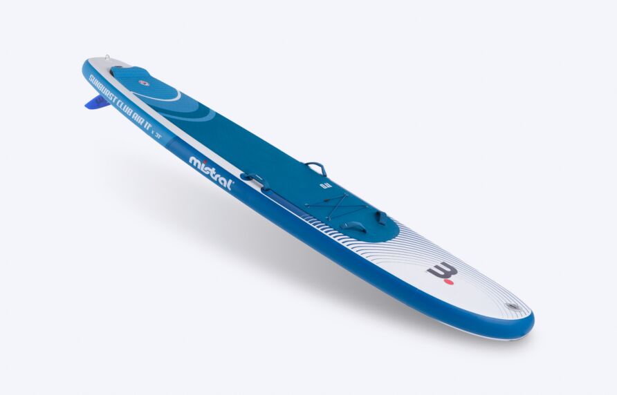 Mistral Sunburst Club Air 11'0 aufblasbares Komplettset – Familien SUP / Schulen Aufblasbares SUP Board Blau weiße vorne und seitlich