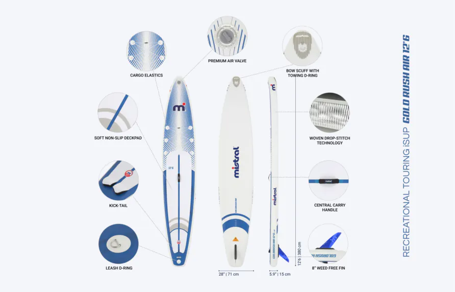 【SUP】mistral GOLDRUSHAIR  12.6フィートレースボード Stories Gold Rush Air 12'6 - Inflatable Touring SUP