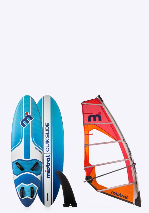 Mistral QUIKSLIDE 100L + ZONDA 5.4M windsurfboard zonda sail 100 liter 5,4 meter blue red orange complete set