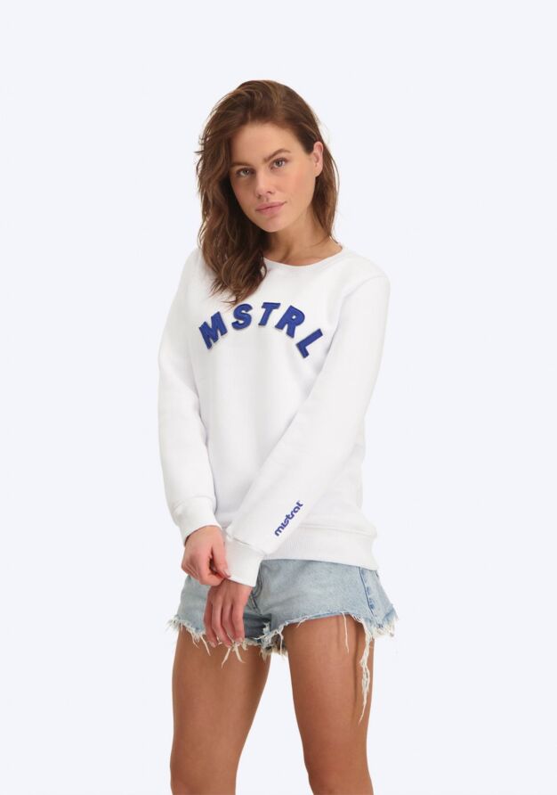 Mistral RAVELLO CREWNECK SWEATSHIRT - WHITE BLUE sweatshirts unisex men and women white blue logo front