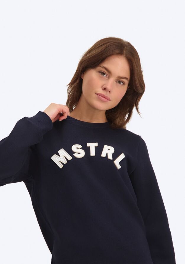 Mistral  Ravello Crewneck Sweatshirt - Navy White sweatshirts unisex men and women navy blue white logo front