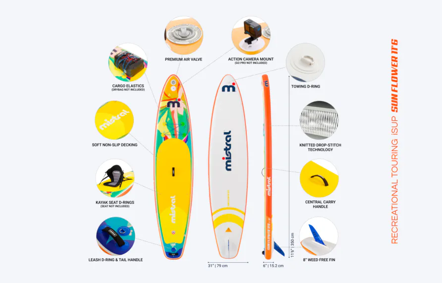 Stories Sun Flower 11'6 - Short day trip inflatable SUP | Mistral