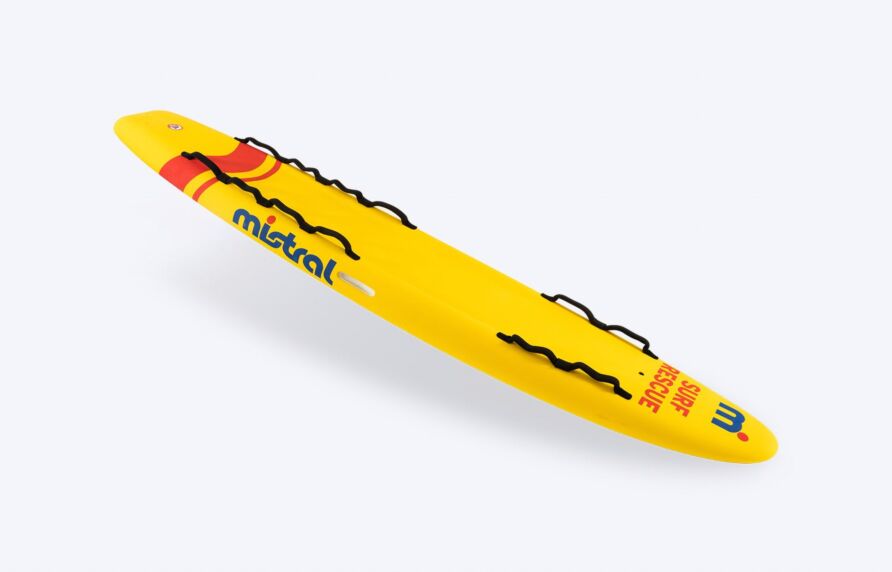 Mistral Rescue Board – 10'6 Softtop SUP Hardboard Softtop Gelb rote seitlich vorne