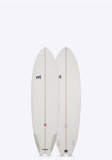 Mistral  Marea 7'2 mini mal custom surfboard hardboard hand shaped by Fabio Giacomini in Italy white front and back