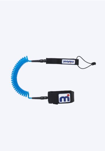 Mistral 8' Coiled Knee Leash SUP Accessoires Windsurf Zubehör schwarz blau Vorderseite