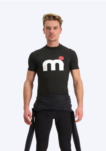 Mistral Short Sleeve Lycra Orlando Men - Black lycra's white red logo black front