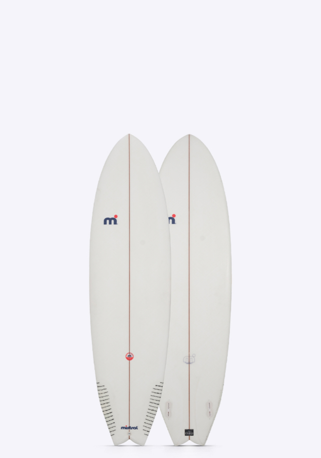 Mistral  Marea 7'2 mini mal custom surfboard hardboard hand shaped by Fabio Giacomini in Italy white front and back