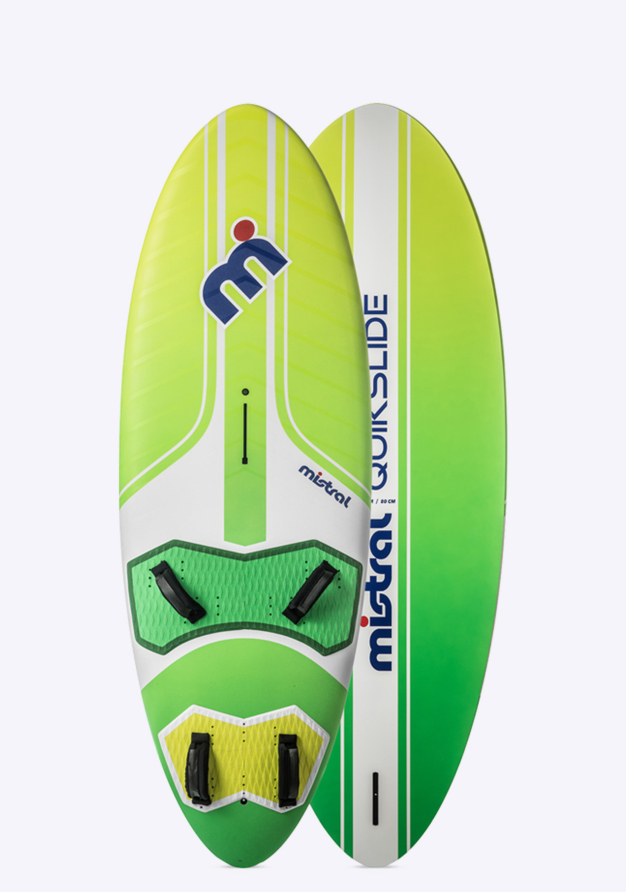 Mistral Quikslide 120L – Freeride - Hybrid - Windsurfbrett Windsurfbrett 120 Liter grüne Vorder und Rückseite