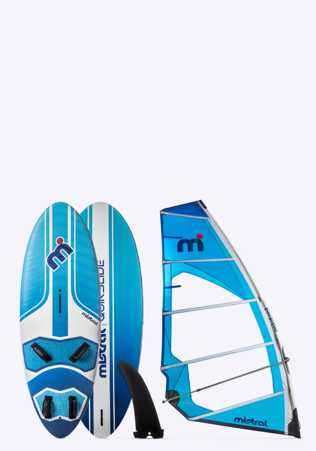 Mistral  QUIKSLIDE 130L + ZONDA 7.8M windsurfboard zonda sail 130 liter 7,8 meter blue white complete set 