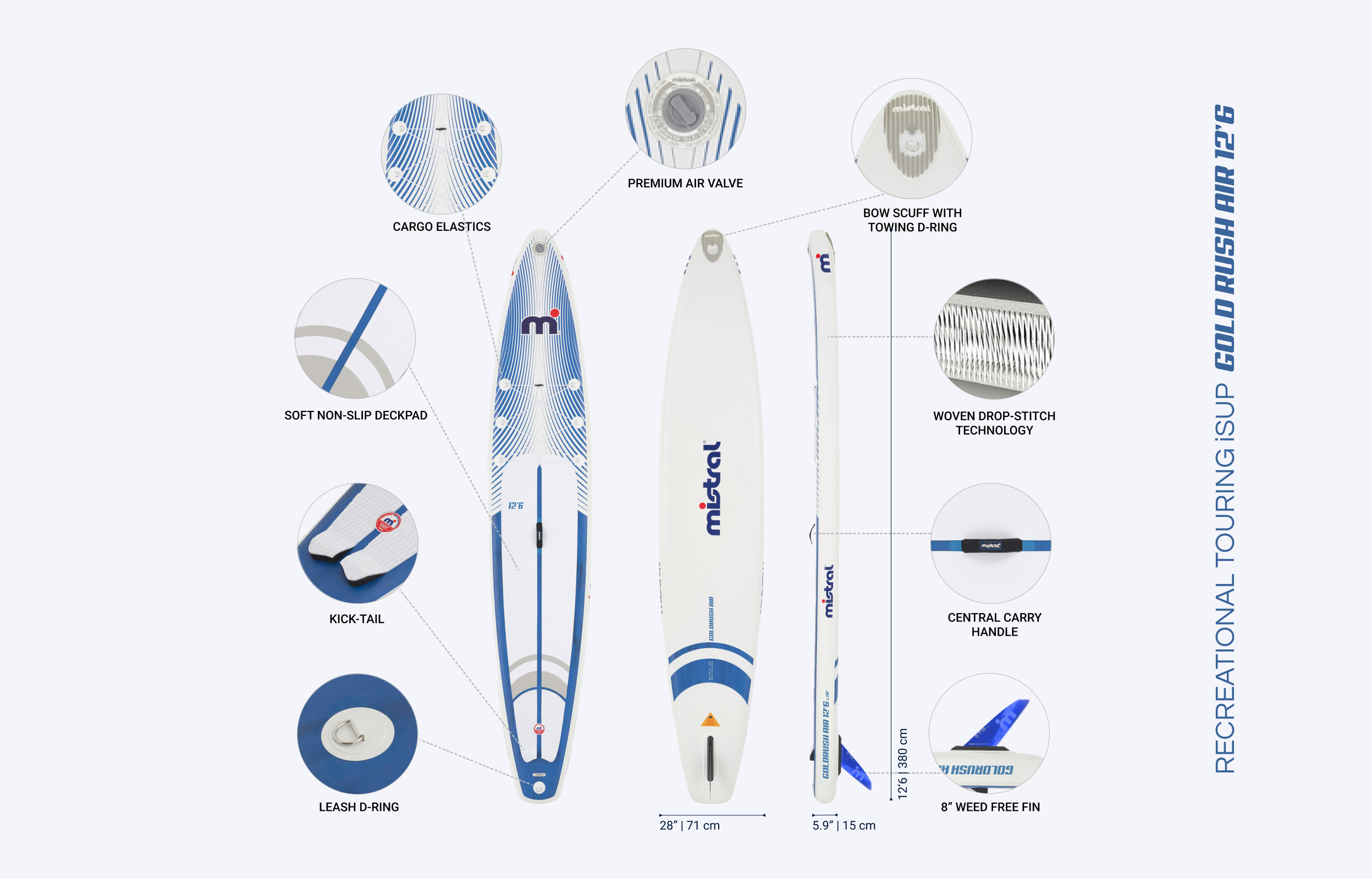 Gold Rush Air 12'6 - Inflatable SUP set - Touring - 749,00