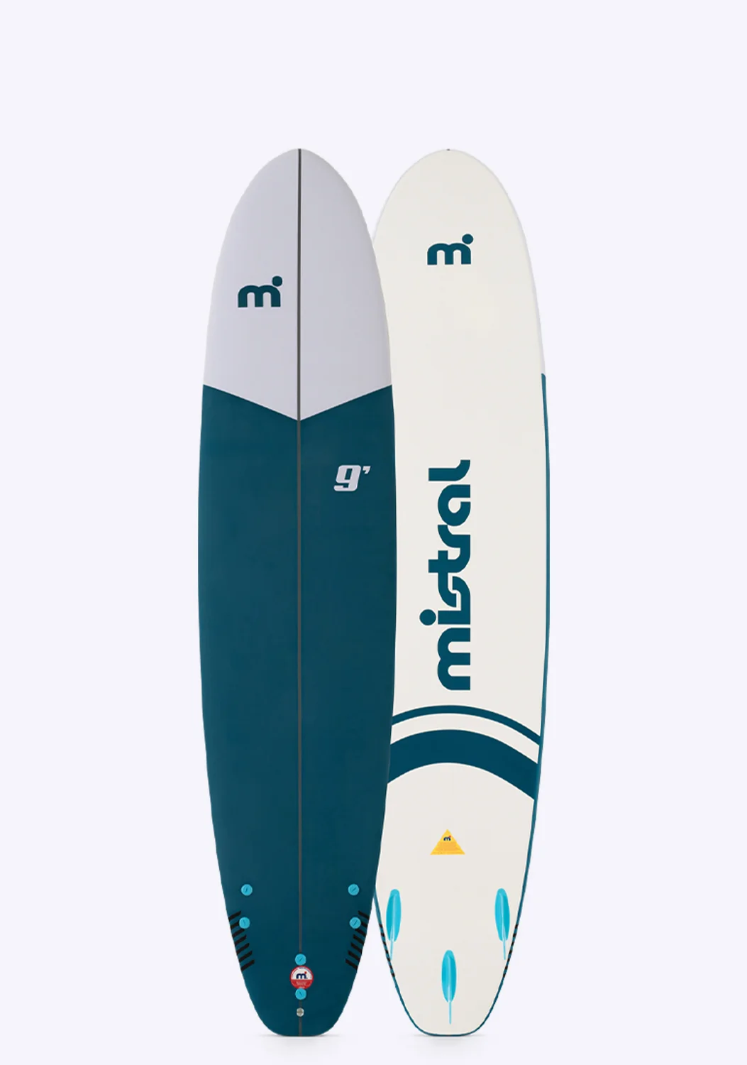 Mistral  Bahia 9'0 Soft Top malibu surfboard softboard surf board blue orange front and back