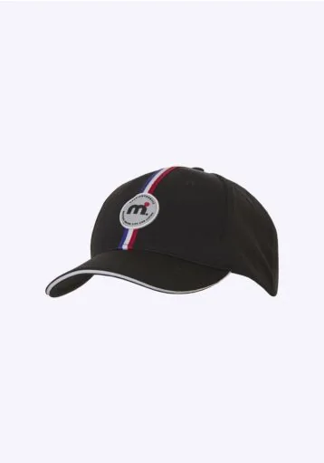 Mistral Coloured Stripe Casual Cap - Black beanies & caps red white blue striped logo black front