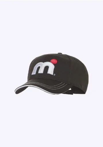 Mistral Cool Dry Peaked Cap - Black beanies & caps white red logo black front