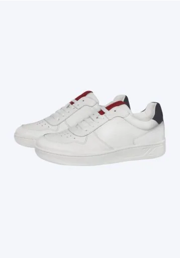 Mistral Lugano Forte shoes hand made leather sneakers white navy blue red side