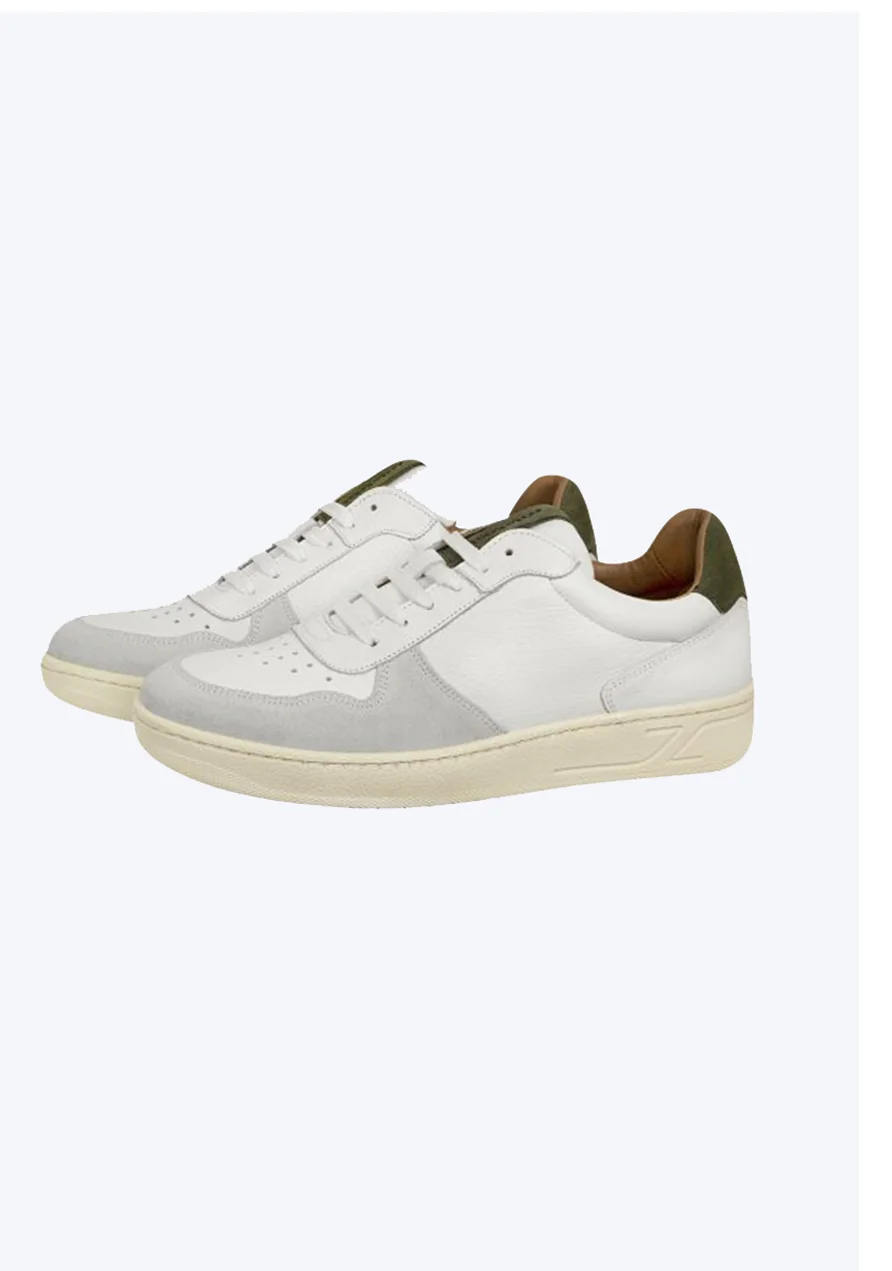 Mistral Lugano Coda Schuhe handgefertigte Ledersneaker weiß grün Seite