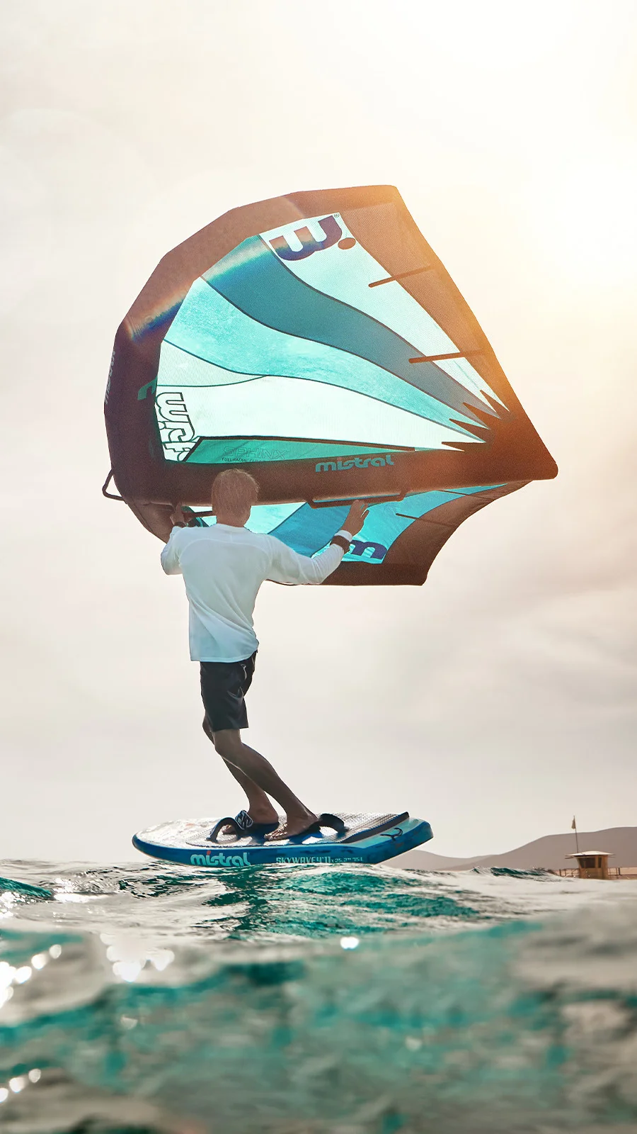 A man on a foilboard