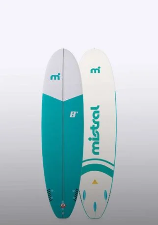 A surfboard on display