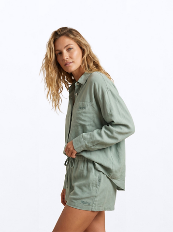 Melanie Linen Shirt - Sage Green