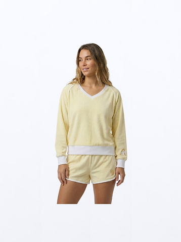 Terry V Neck Sweater - Butter Yellow