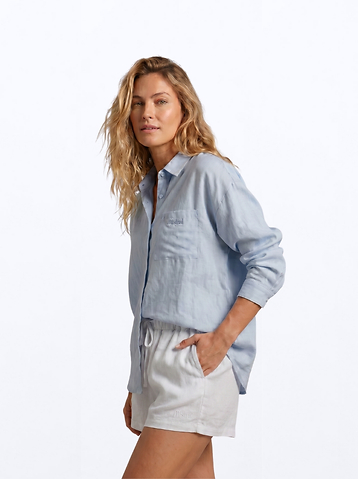 Melanie Linen Shirt - Blue Lagoon
