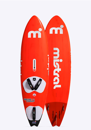Mistral Wavecomp ( Custom ) 88L – Wave-Windsurfbrett Windsurfbrett 88 Liter rote Vorder und Rückseite