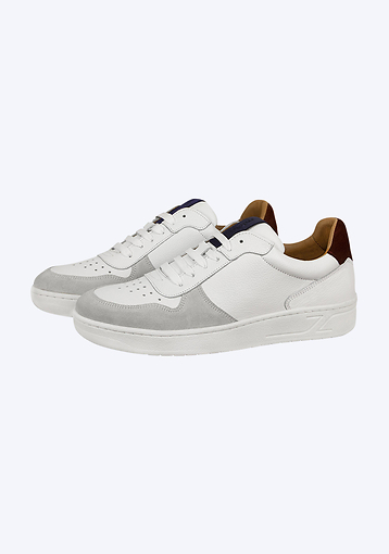 Mistral Lugano Breeze shoes hand made leather sneakers white brown navt blue side