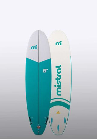 A surfboard on display